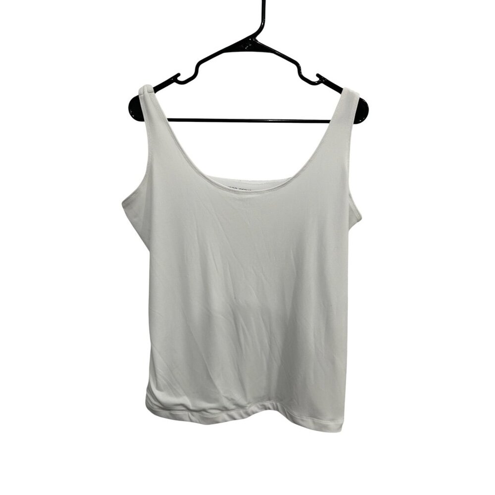 Susan Graver Essentials Tank Top White Sz Large Sleeveless Scoop Neck Minimalist